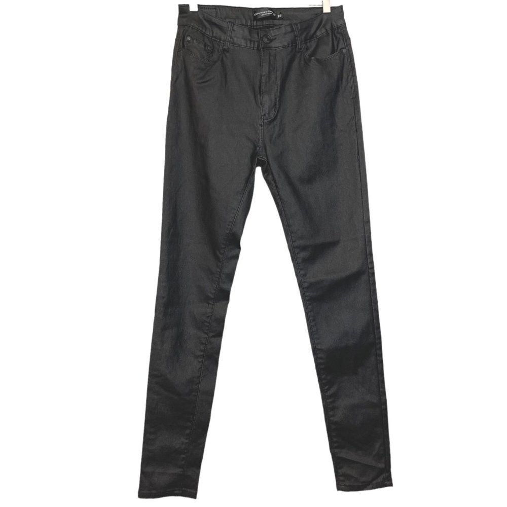 COUNTRY DENIM AUSTRALIA Black Wax Jeans Women's Size 10 Skinny‎ Stretch Mid-Rise